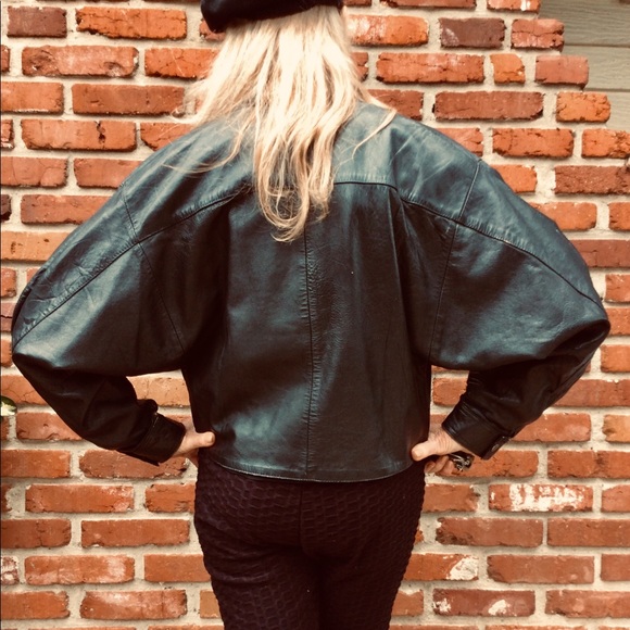 Vintage Leather Jacket w/Dolman Sleeves M/L - Picture 4 of 5